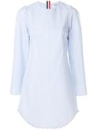 Thom Browne University Stripe Bridal Button Dress In Poplin - Blue