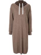 Goen.j Hooded Layered Knit Dress - Brown