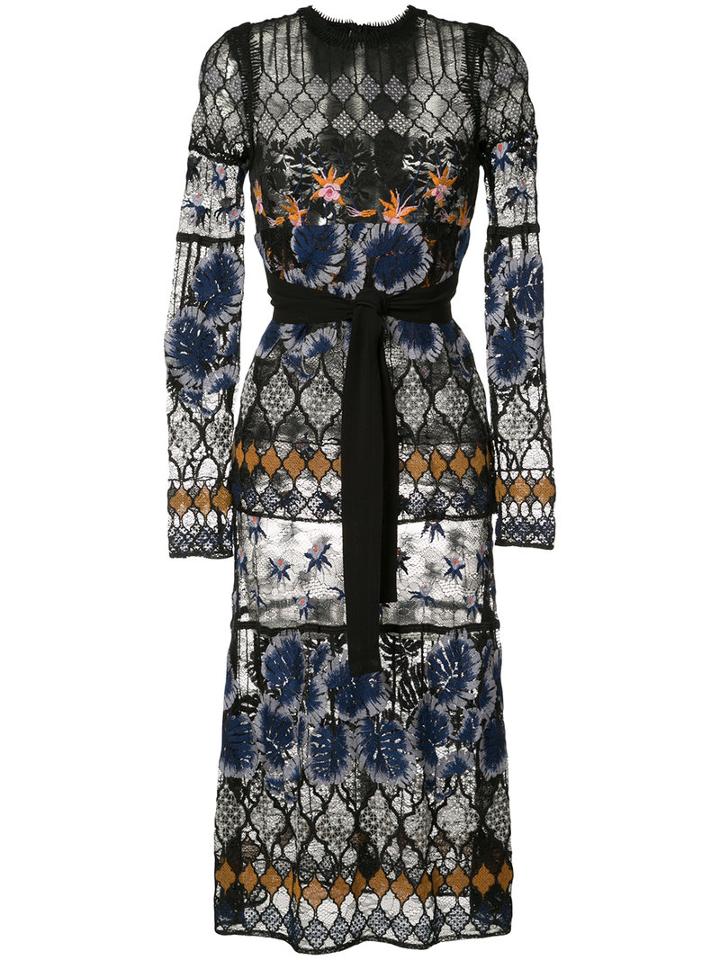 Yigal Azrouel Botanic Embroidered Lace Dress, Women's, Size: 4, Black, Nylon/polyester