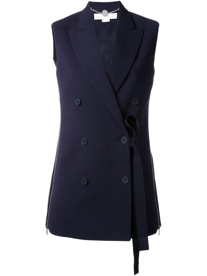 Stella Mccartney Off-centre Sleeveless Jacket, Women's, Size: 38, Blue, Spandex/elastane/wool