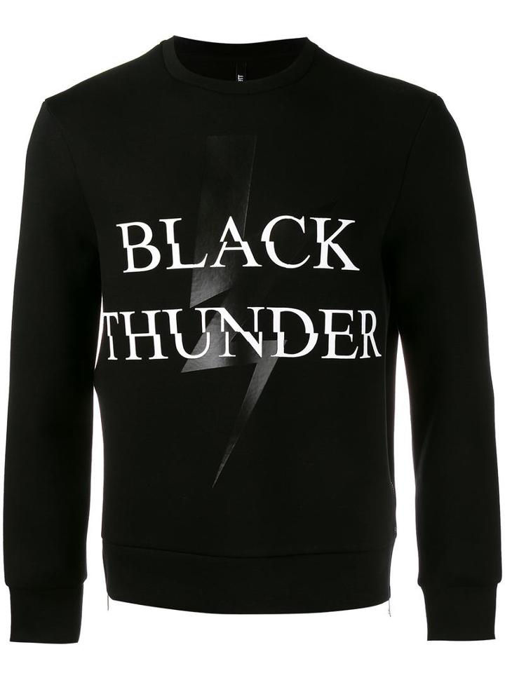 Neil Barrett Black Thunder Print Sweatshirt, Men's, Size: Small, Lyocell/cotton/viscose/polyurethane