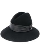 Patrizia Pepe Wool And Leather Hat - Black