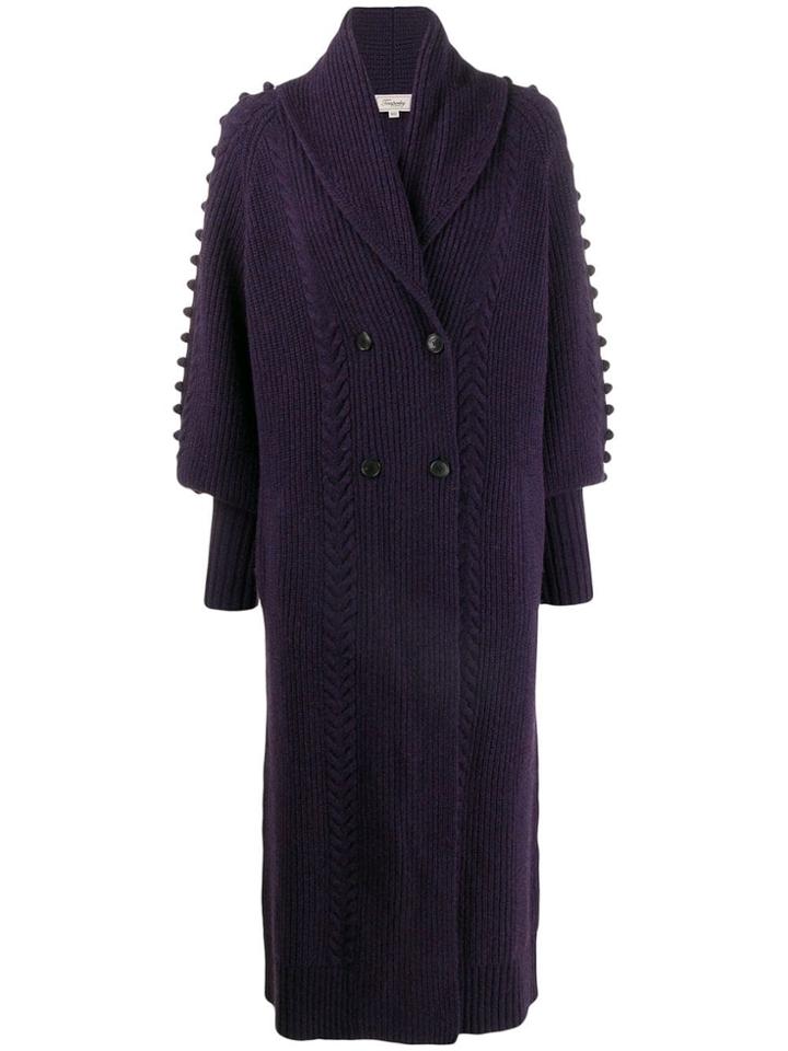 Temperley London Bobble Detail Long Cardi-coat - Purple