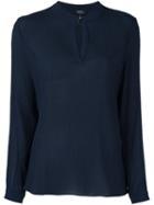 A.p.c. Keyhole Collar Blouse, Women's, Size: 40, Blue, Silk