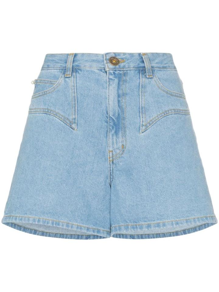 Nanushka Rasa Wide-leg Denim Shorts - Blue