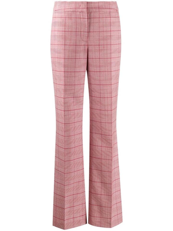 Escada Check Print Trousers - Red