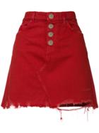 Amiri Raw Denim A-line Mini Skirt - Red