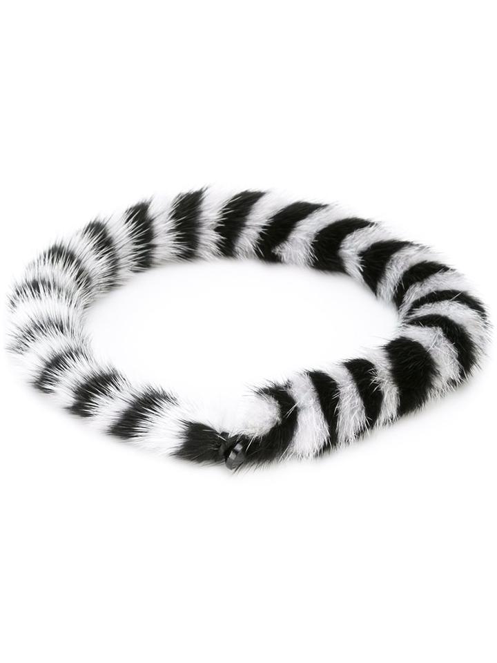 Mary Katrantzou Mink Twisted Collar, Women's, Blue