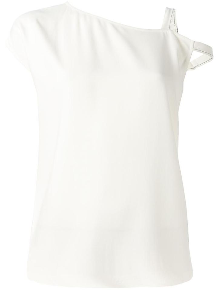 Helmut Lang Asymmetric Shoulders Blouse, Women's, Size: Medium, White, Silk/acetate/viscose