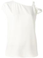 Helmut Lang Asymmetric Shoulders Blouse, Women's, Size: Medium, White, Silk/acetate/viscose
