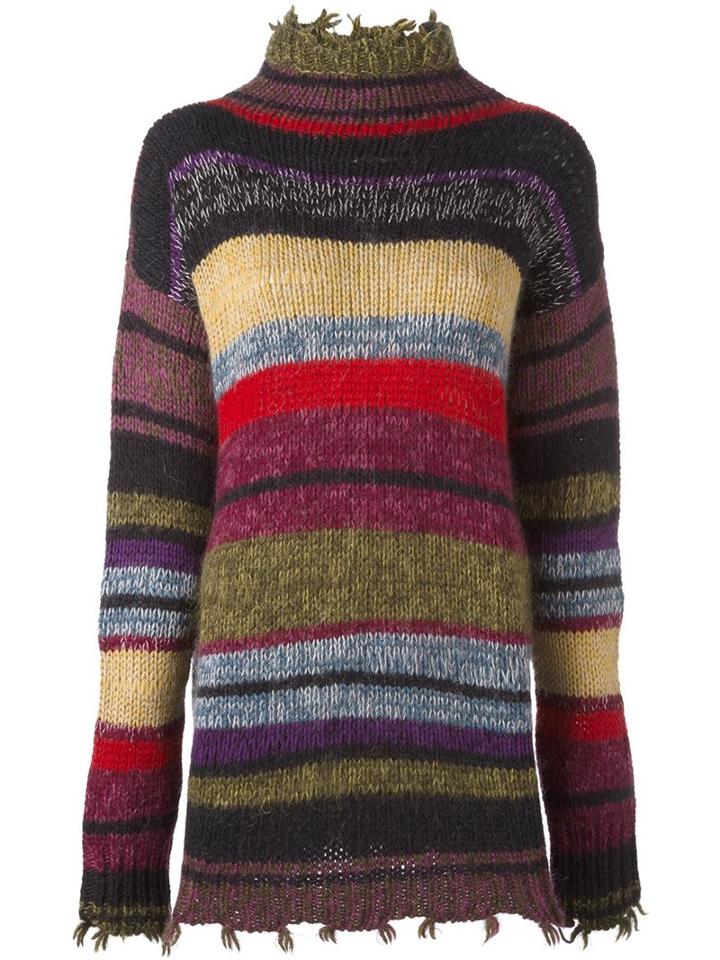 Etro Striped Turtleneck Jumper, Women's, Size: 40, Acrylic/nylon/mohair/alpaca