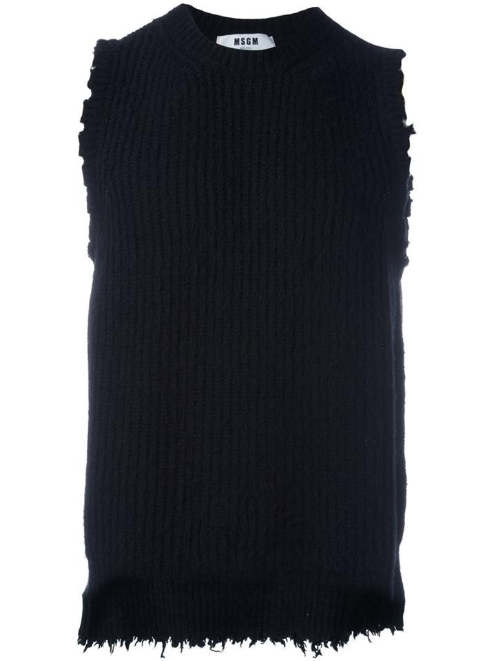 Msgm Sleeveless Jumper, Men's, Size: Medium, Black, Polyamide/wool
