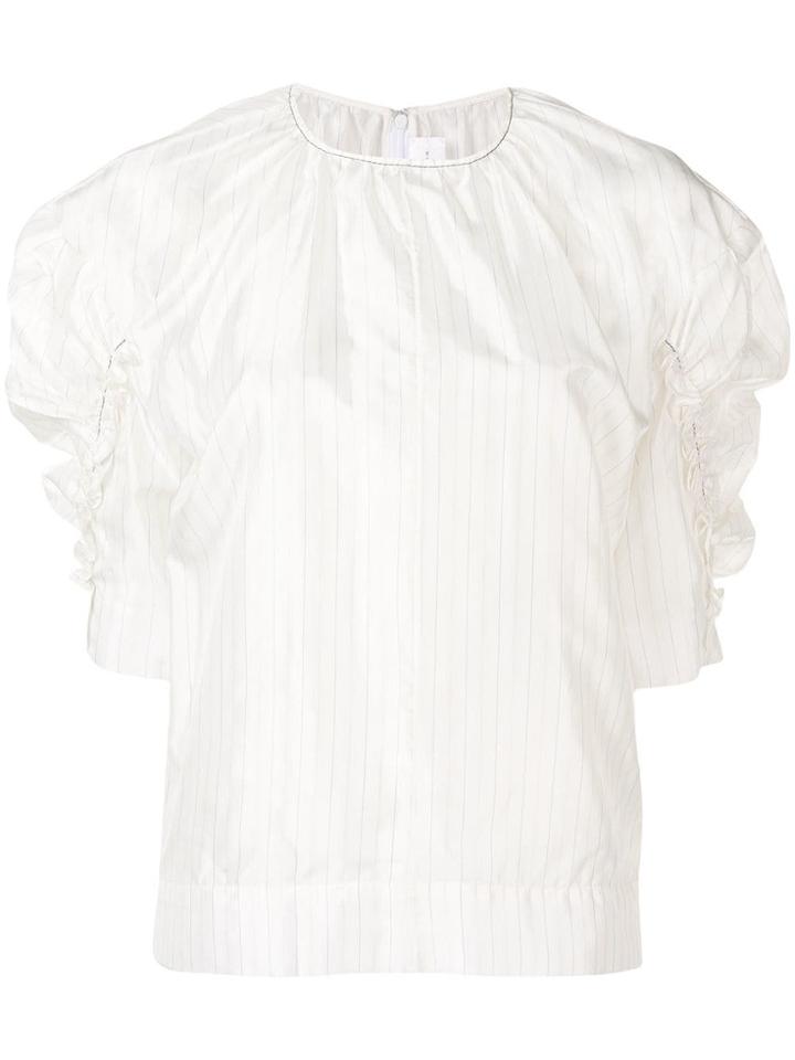 Victoria Victoria Beckham Puff Sleeve Pinstripe Top - White