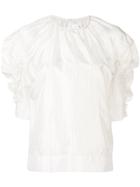 Victoria Victoria Beckham Puff Sleeve Pinstripe Top - White