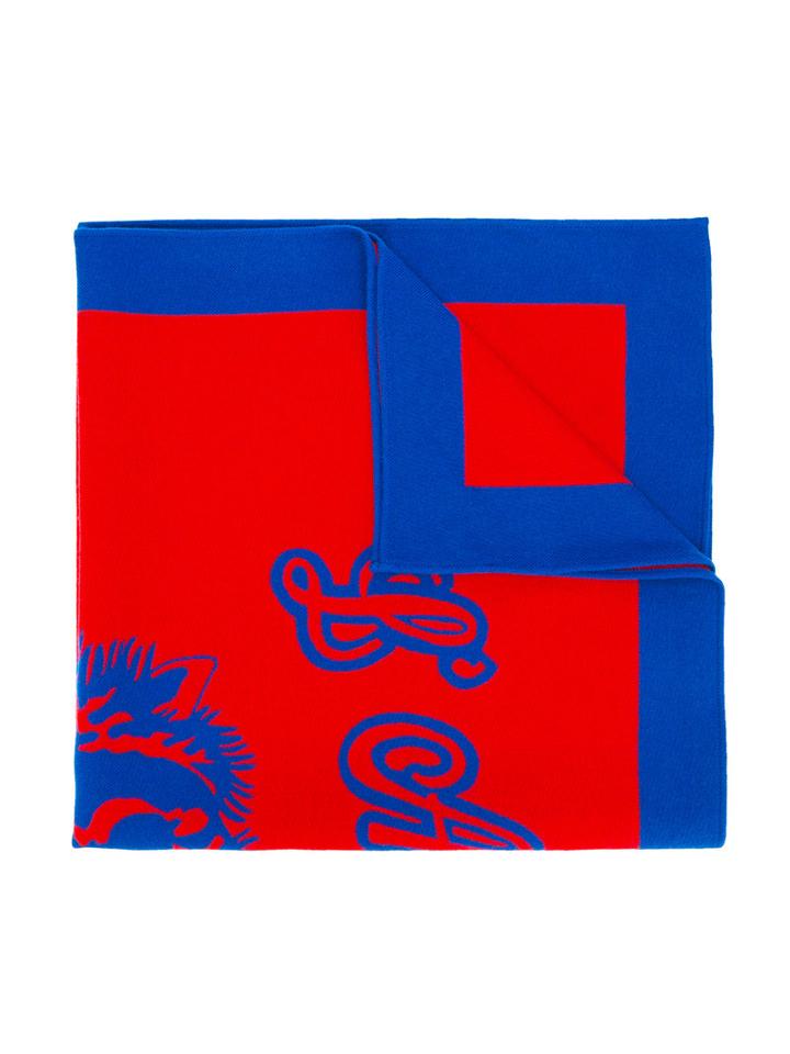 Gucci Kids - Printed Scarf - Kids - Wool - One Size, Boy's, Blue