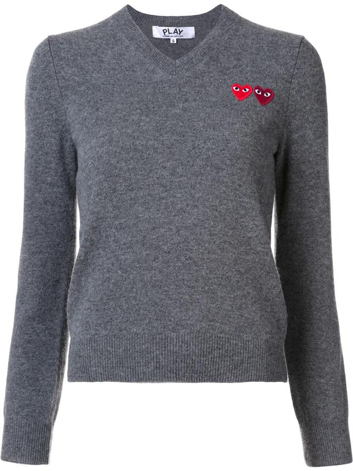 Comme Des Garçons Play Double Heart V-neck Jumper - Unavailable