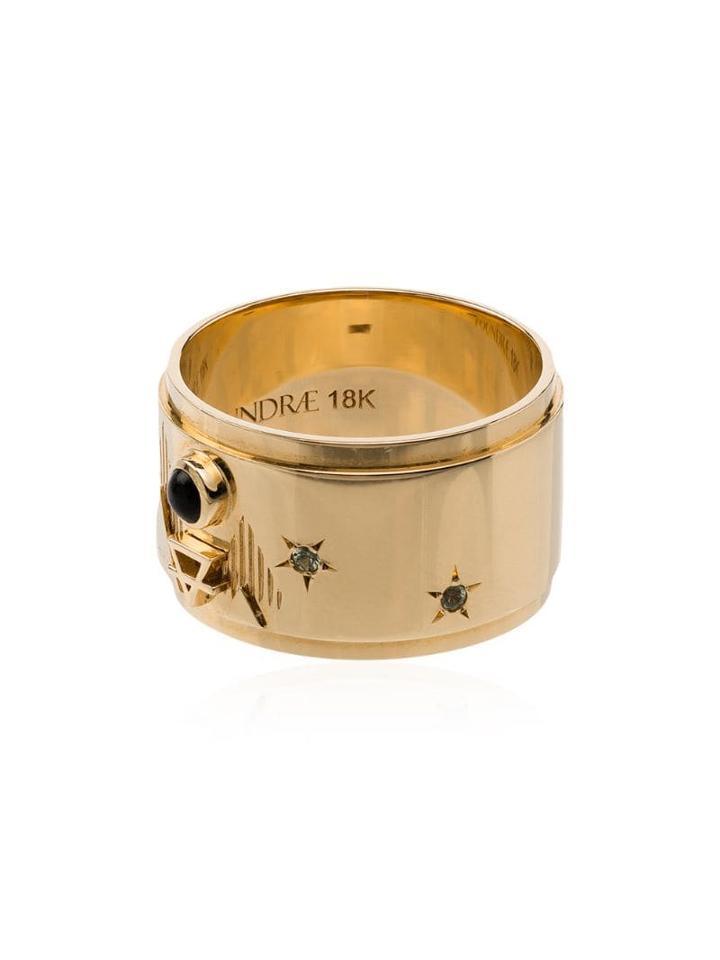 Foundrae 18kt Gold Earth Wide Band Ring