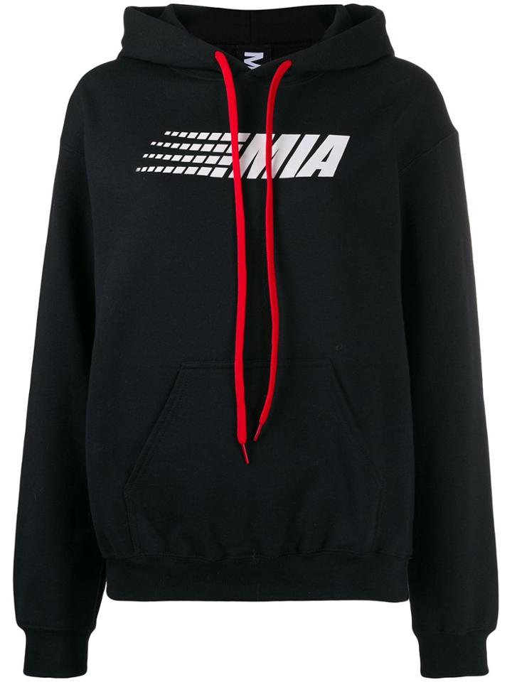 Mia-iam Logo Print Hoodie - Black