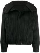 Pleats Please Issey Miyake Pleated Bomber Jacket - Black
