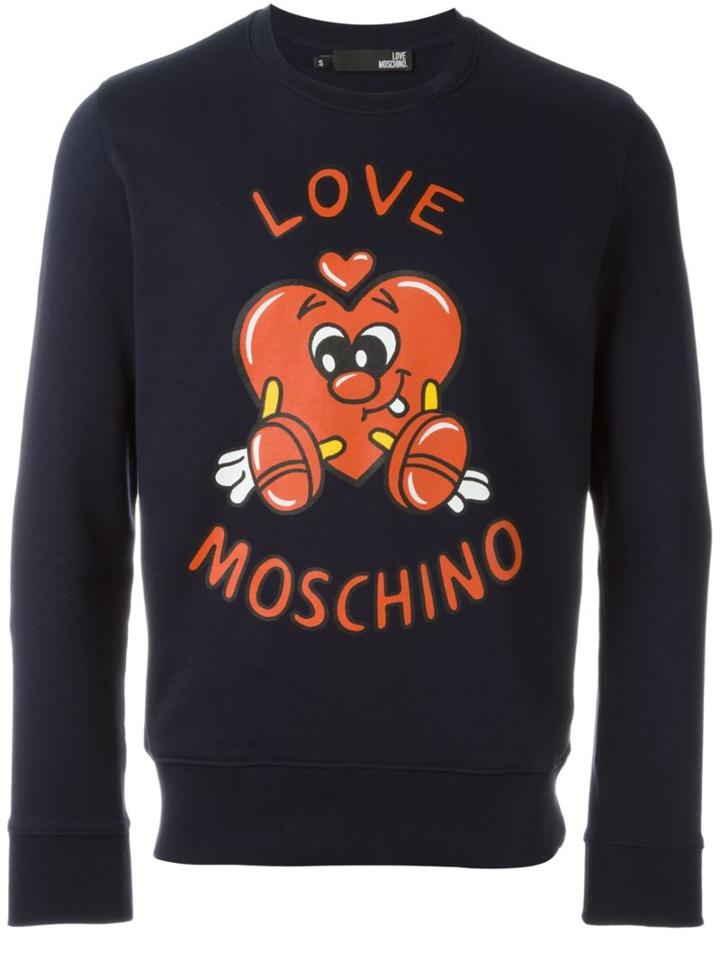 Love Moschino Logo Print Sweatshirt, Men's, Size: S, Blue, Cotton