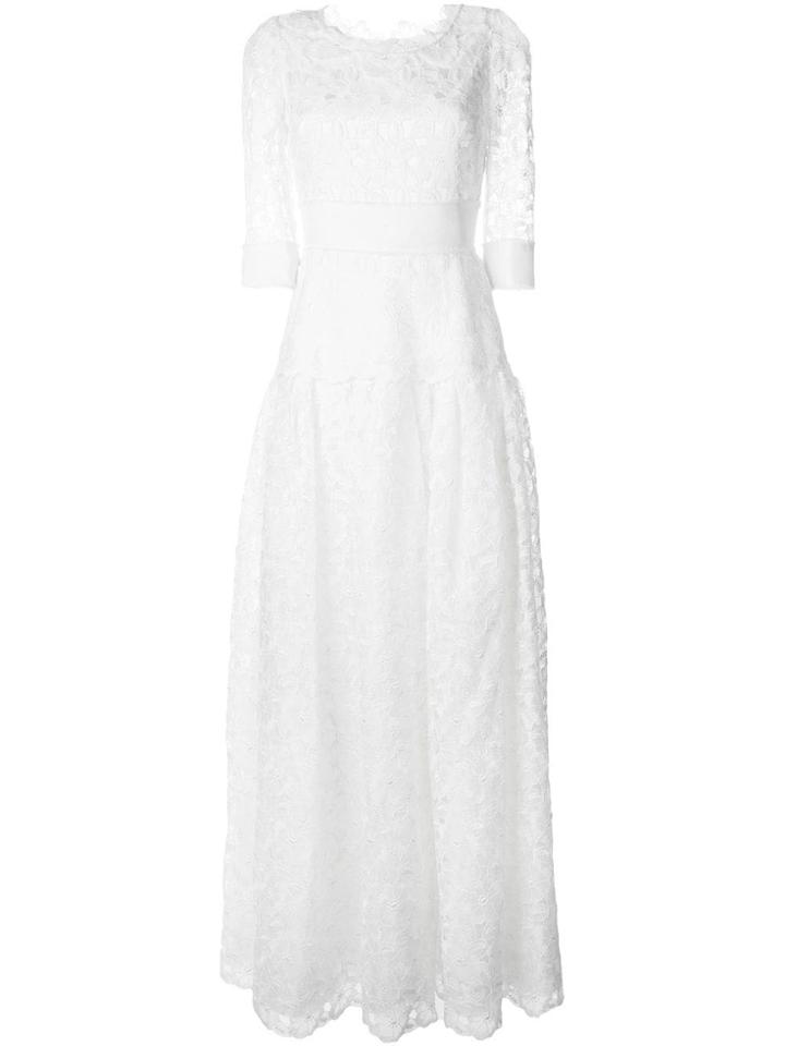 Dolce & Gabbana Embroidered Flower Motif Dress - White
