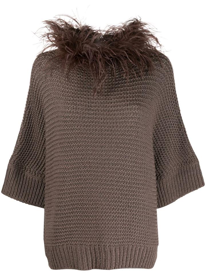 Fabiana Filippi Embroidered-collar Oversized Jumper - Brown