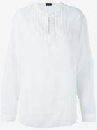 Jil Sander Navy Long Sleeve Tie Neck Shirt - White