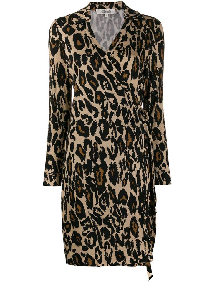 Diane Von Furstenberg Leopard Print Wrap Dress - Neutrals