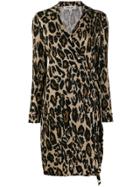 Diane Von Furstenberg Leopard Print Wrap Dress - Neutrals