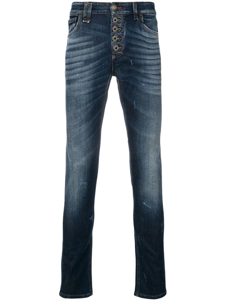 Philipp Plein Washed Skinny Jeans - Blue