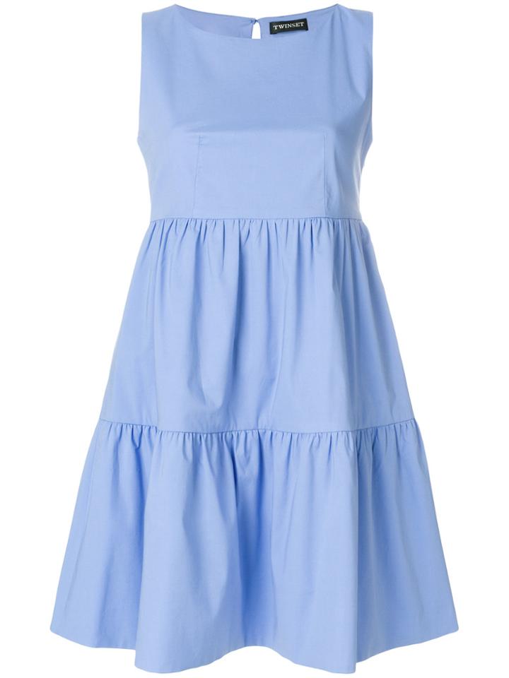 Twin-set Ruched Sun Dress - Blue
