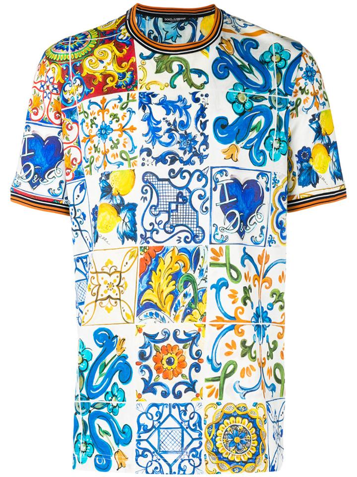 Dolce & Gabbana Majolica Print T-shirt - Blue