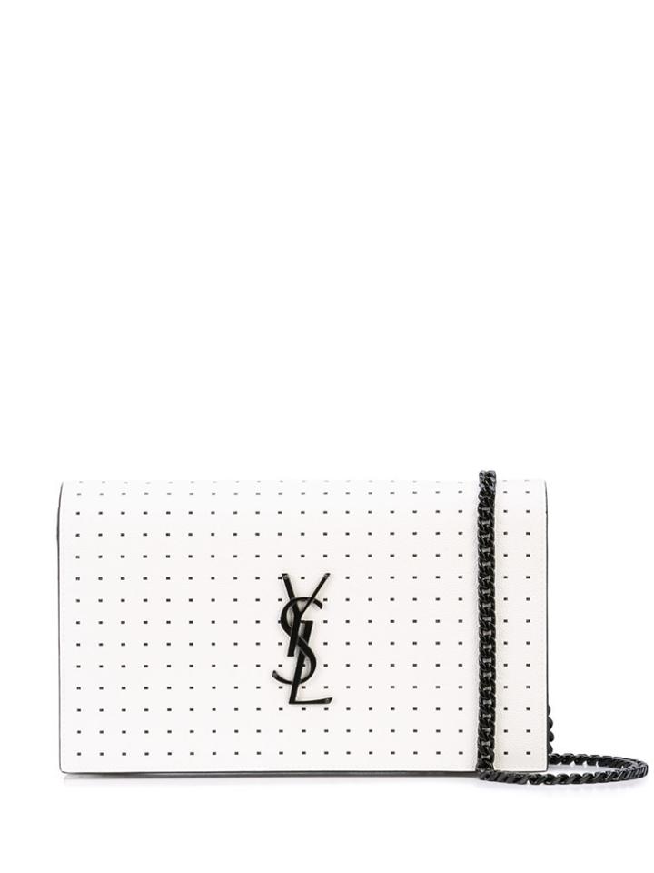 Saint Laurent Dotted Print Clutch - White