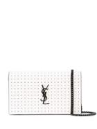 Saint Laurent Dotted Print Clutch - White