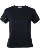 Carven Eyelet Sleeve T-shirt, Women's, Size: Large, Black, Cotton
