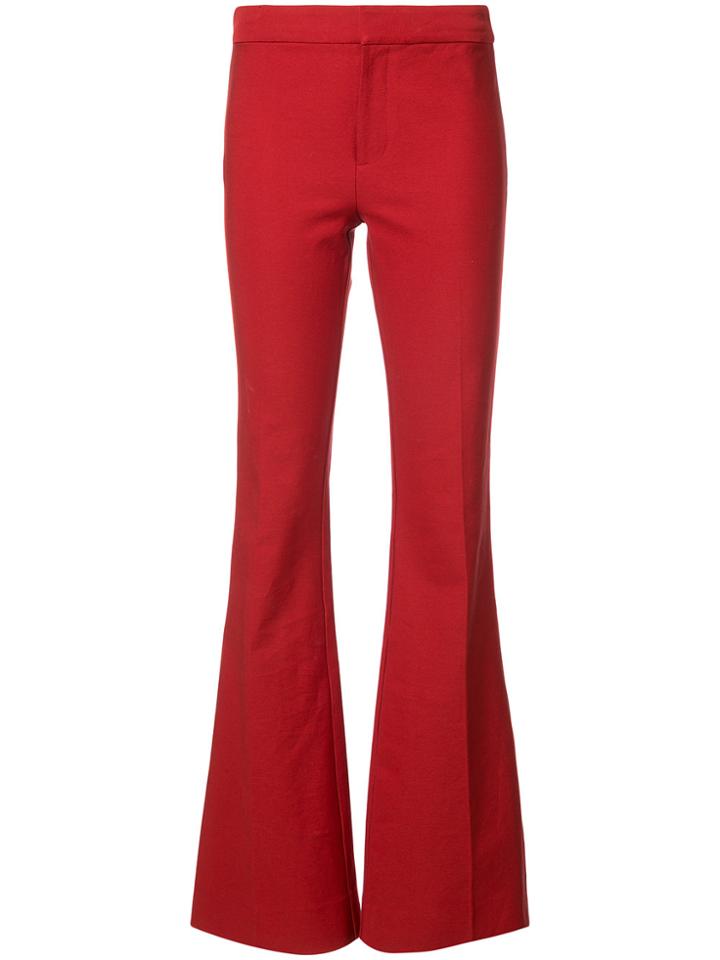 Derek Lam 10 Crosby Flare Trouser With Tuxedo Piping - Red