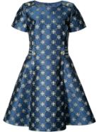 Alberta Ferretti Flared Jacquard Dress, Women's, Size: 44, Blue, Acetate/rayon/polyester/other Fibers