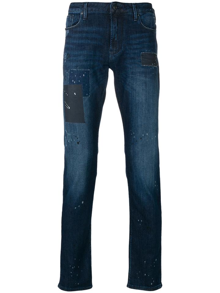 Emporio Armani Slight Bootcut Washed Jeans - Blue