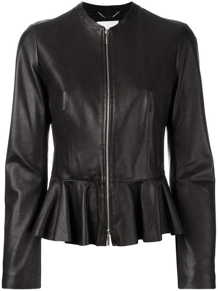 Boss Hugo Boss - Peplum Hem Jacket - Women - Leather/polyester - 40, Black, Leather/polyester