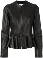 Boss Hugo Boss - Peplum Hem Jacket - Women - Leather/polyester - 40, Black, Leather/polyester