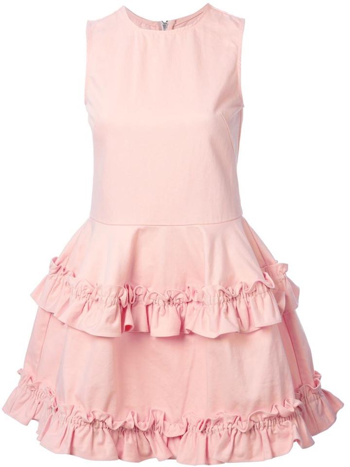 Simone Rocha X J Brand Frill Detail Skater Dress, Women's, Size: Small, Pink/purple, Cotton