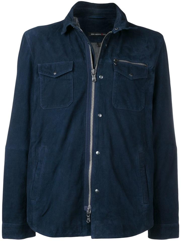 John Varvatos Zipped Up Leather Jacket - Blue