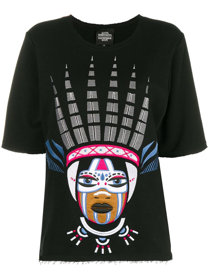 Katya Dobryakova Tribe Embroidery T-shirt - Black