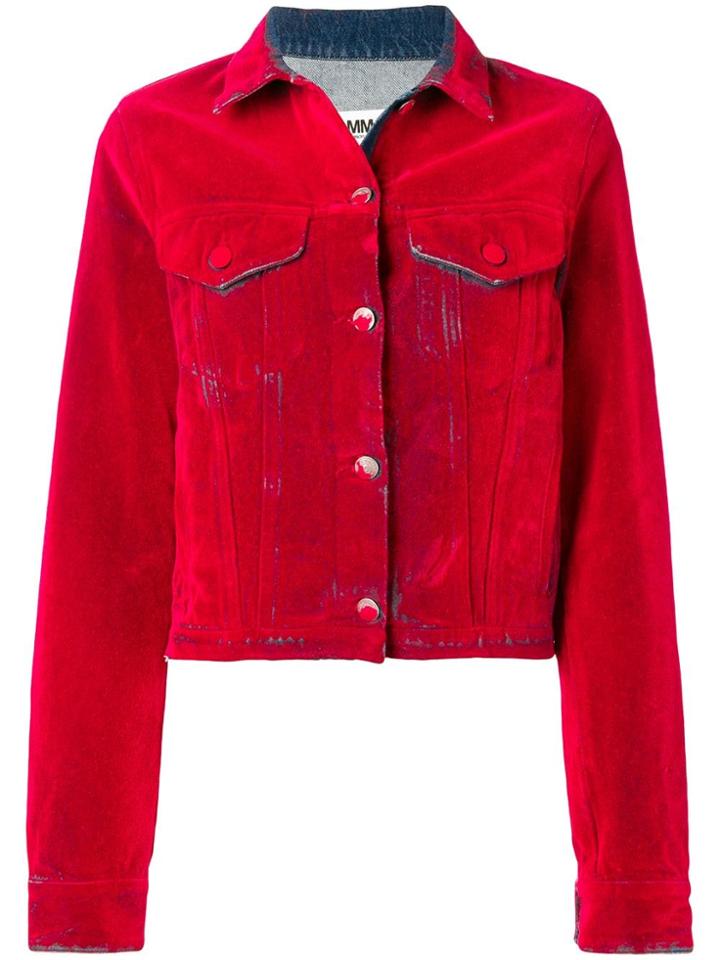 Mm6 Maison Margiela Cropped Denim Jacket - Red