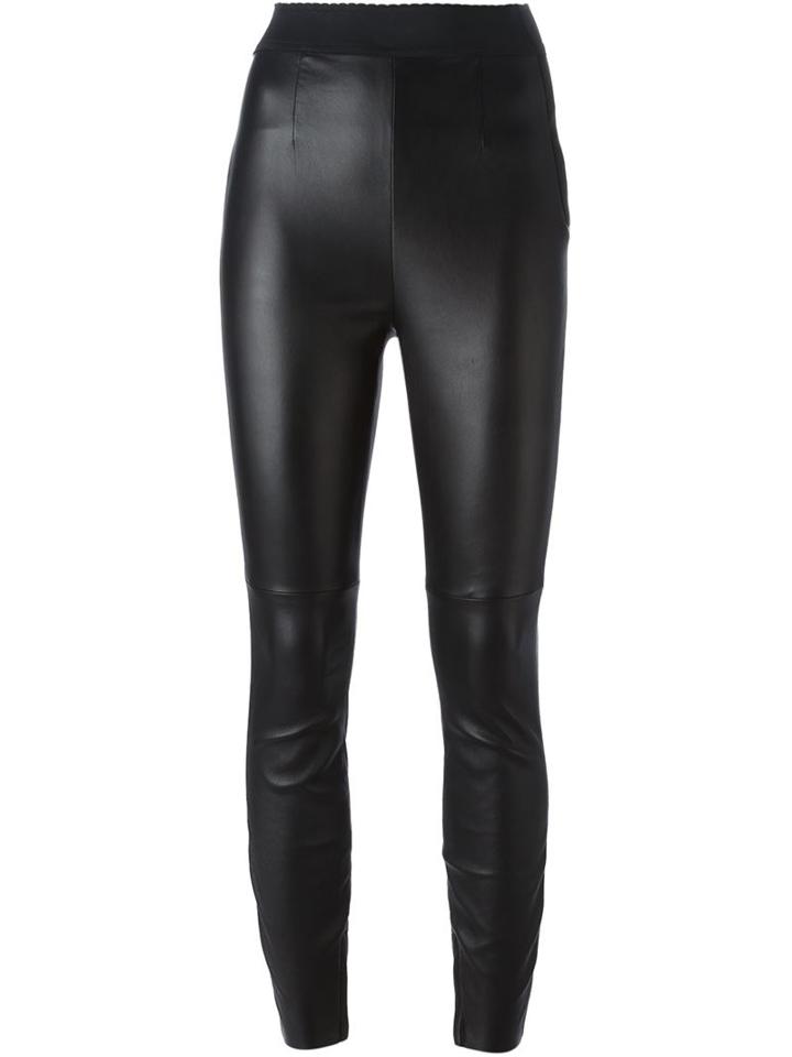 Dolce & Gabbana Leather Leggings, Size: 40, Black, Lamb Skin