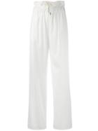Aalto - Drawstring Straight Trousers - Women - Spandex/elastane/viscose - 38, White, Spandex/elastane/viscose