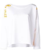 Styland Dropped Shoulders Logo Sweater - White