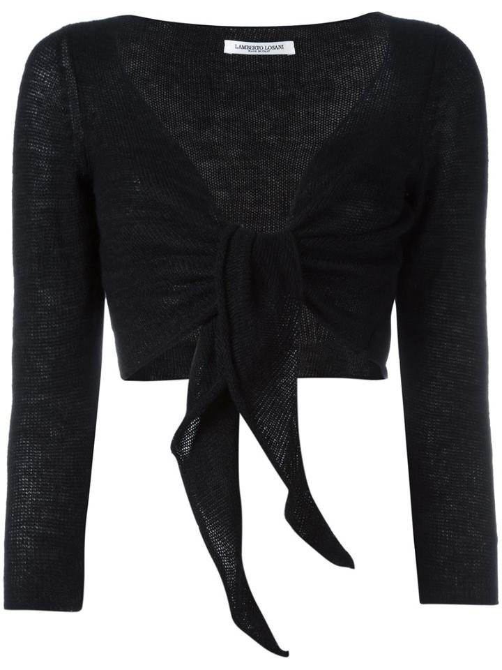 Lamberto Losani Front Tie Bolero, Women's, Size: Small, Black, Cashmere/silk/other Fibers