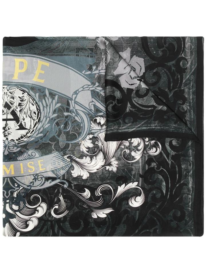 Alexander Mcqueen Printed Silk Scarf - Black