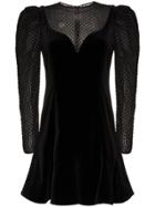 Valentino Velvet Long Sleeve Puff Dress - Black